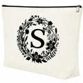 Floral Makeup Bag Monogram Initial Letter Gift A-Z – S