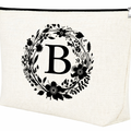 Floral Makeup Bag Monogram Initial Letter Gift A-Z – B