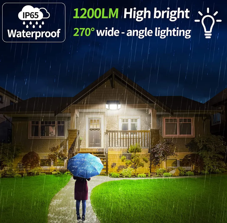 intelamp Outdoor Solar Security Light Motion Sensor 6000mAh 6500K – Waterproof