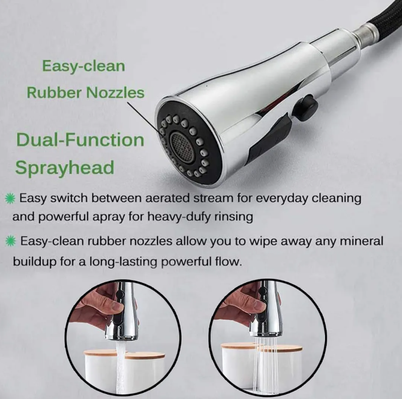 3-Way Kitchen Taps Pure Water Filter Pull Down Mixer – Brass Chrome