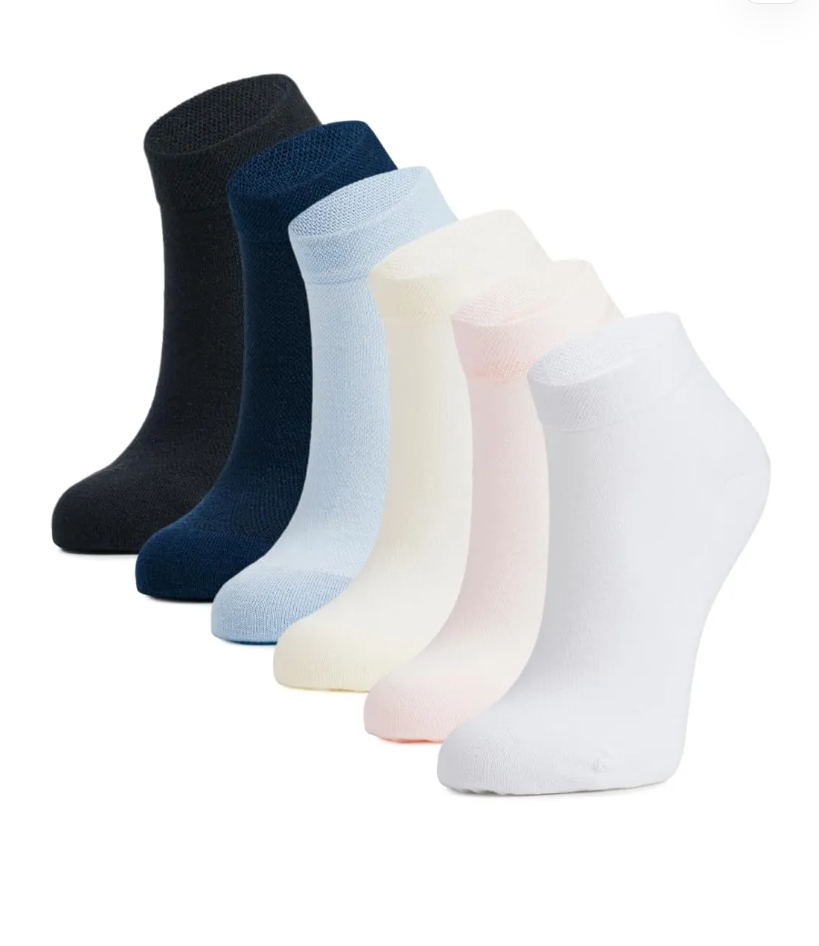 SHALAL 4-Pack Cotton Socks for Women - Black, Navy, Cream, Sky Blue