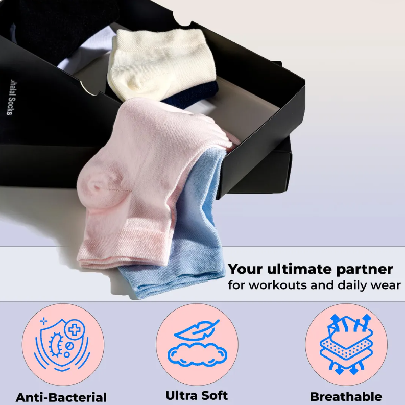 SHALAL 4-Pack Cotton Socks for Women - Black, Navy, Cream, Sky Blue