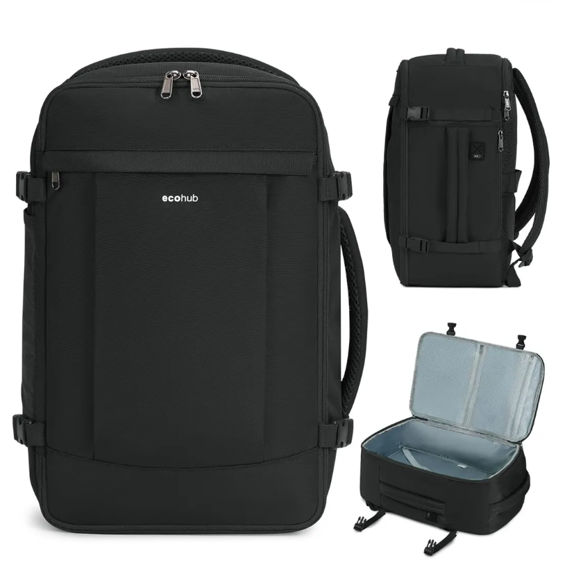 ECOHUB Anti-theft Cabin Bag 30L with Laptop Compartment – Black 45x36x20