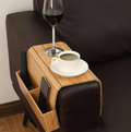 Wooden Sofa Armrest Tray Table for Drinks and Snacks – Wood Colour
