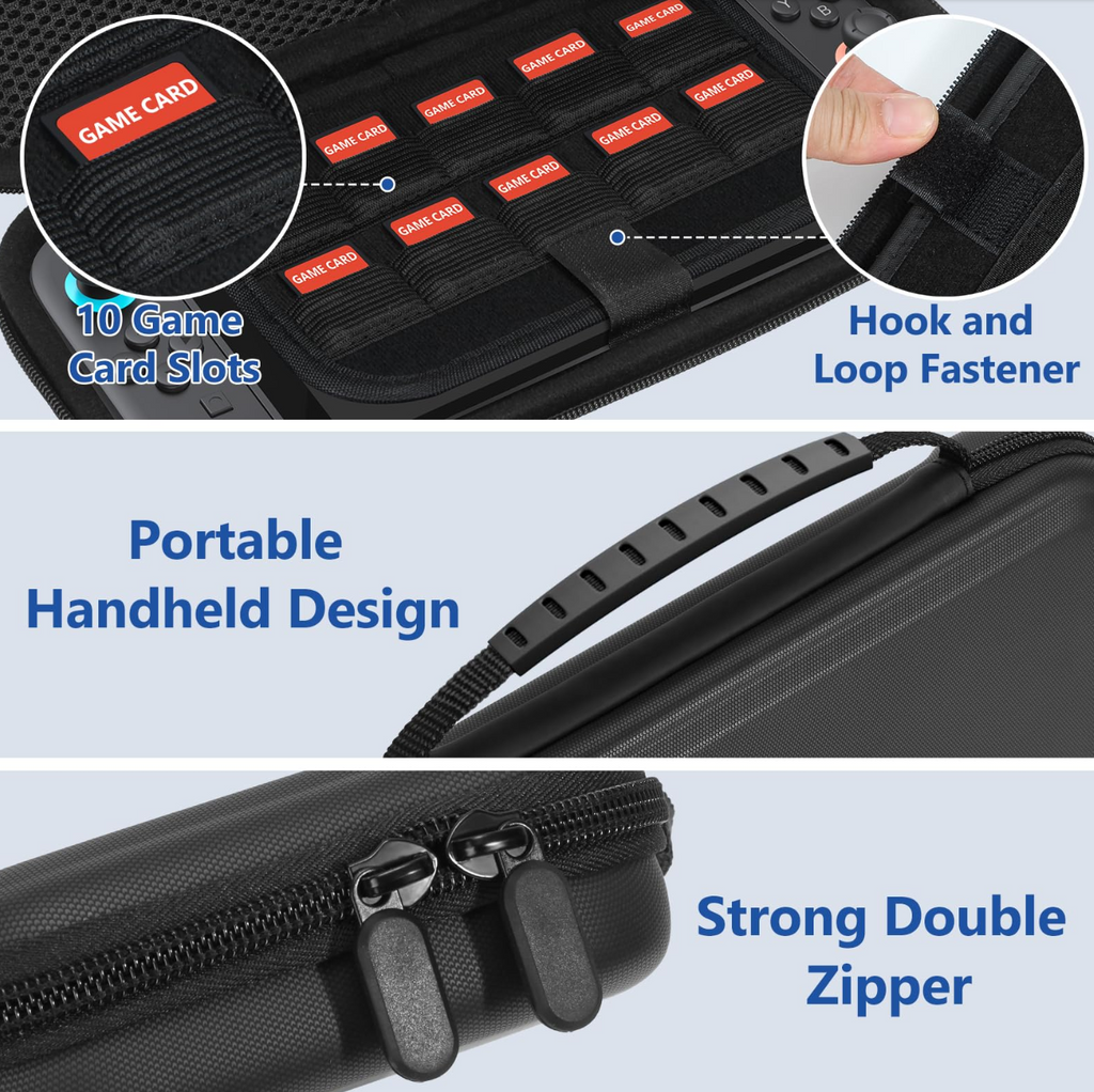 Carrying Case for Switch 2 Console Travel Case with 10 Game Cartridges Slots – Black