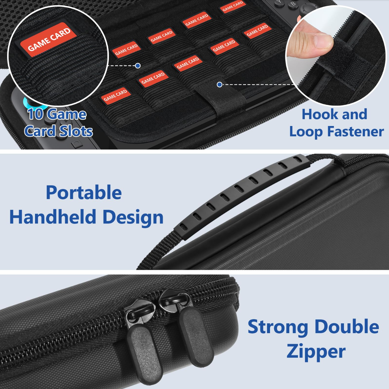 Carrying Case for Switch 2 Console Travel Case with 10 Game Cartridges Slots – Black