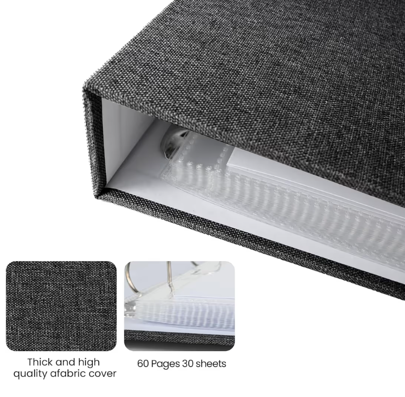 Self Adhesive Scrapbook Photo Album Large DIY Album for Baby Wedding Family Travel – Black