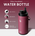 Insulated Water Bottle 2L with Straw and Dual-use Lid for Sports & Workout – Red