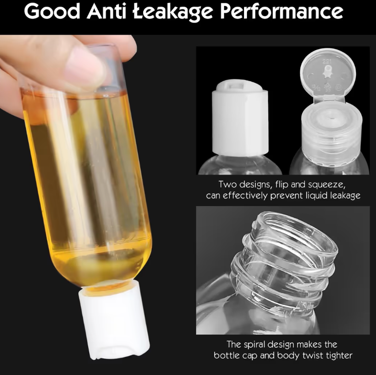 Travel Bottles 16Pcs Refillable Plastic Containers with Funnel – Clear 50ml