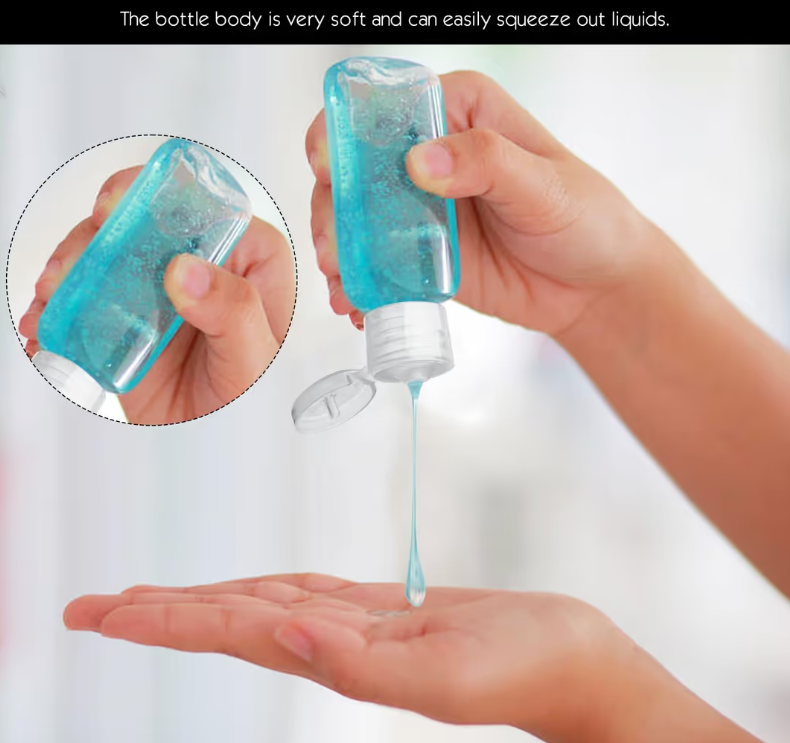 Travel Bottles 16Pcs Refillable Plastic Containers with Funnel – Clear 50ml