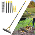Heavy Duty Thatch Rake Adjustable 177 cm for Lawn Care – Black