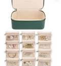 Vlando Travel Jewellery Organiser with 12 Pouches – Green-L