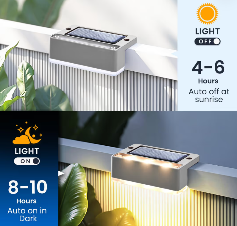 Solar Fence Lights 16 Pack Waterproof Outdoor – Warm White, Grey