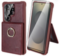 VANAVAGY Galaxy S25 Ultra Wallet Case – Leather Flip Folio, RFID Blocking, Burgundy