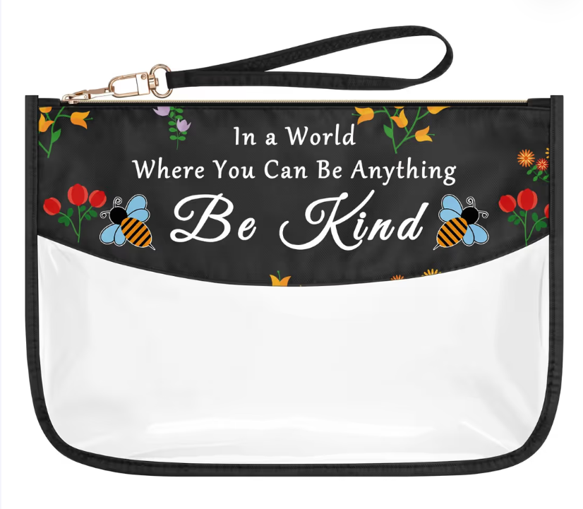 Clear Kindess Makeup Bag Zipper Gift for Women – Transparent