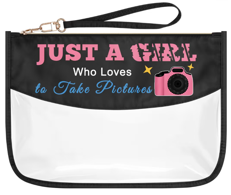 Makeup Bag Clear Cosmetic Bag for Photography Lovers – Zipper Travel Pouch