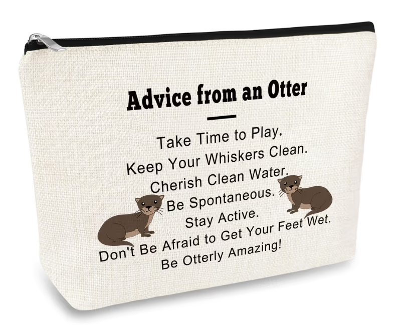 Otter Themed Makeup Bag for Women – Cow Lover Cosmetic Pouch