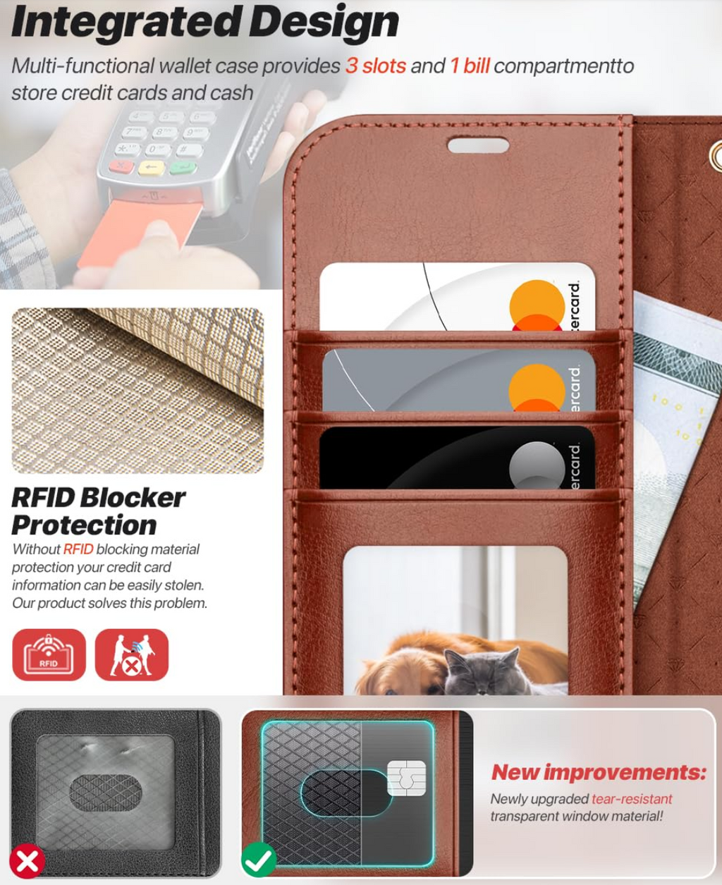 iPhone 17 Case Detachable 2 in 1 PU Leather Wallet RFID Blocking – Dark Brown