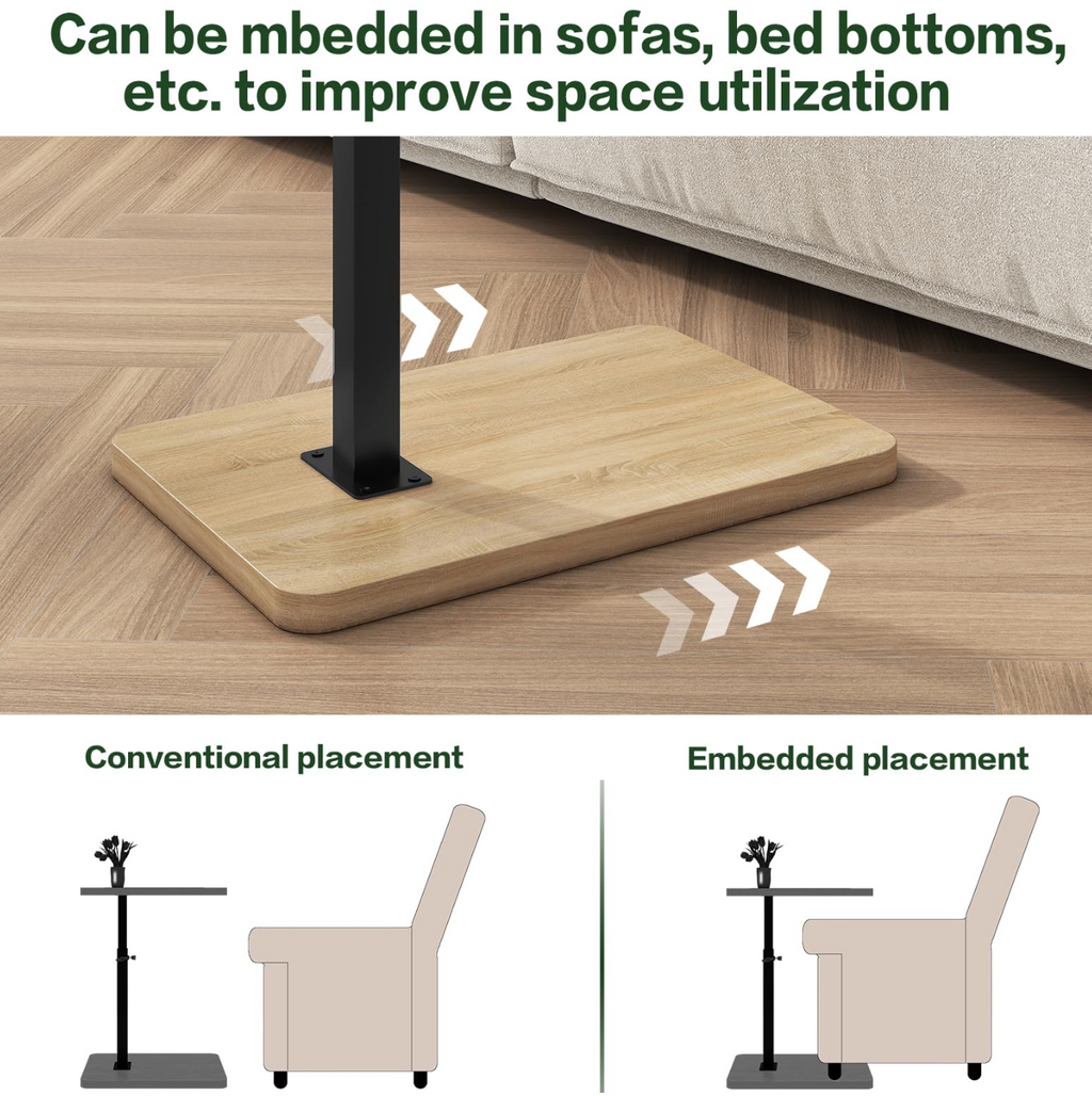 C-Shaped Rotatable Height-Adjustable Sofa Side Table – Natural
