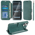 iPhone 17 Pro Max Wallet Case Flip Folio Shockproof with RFID Blocking – Forest Green