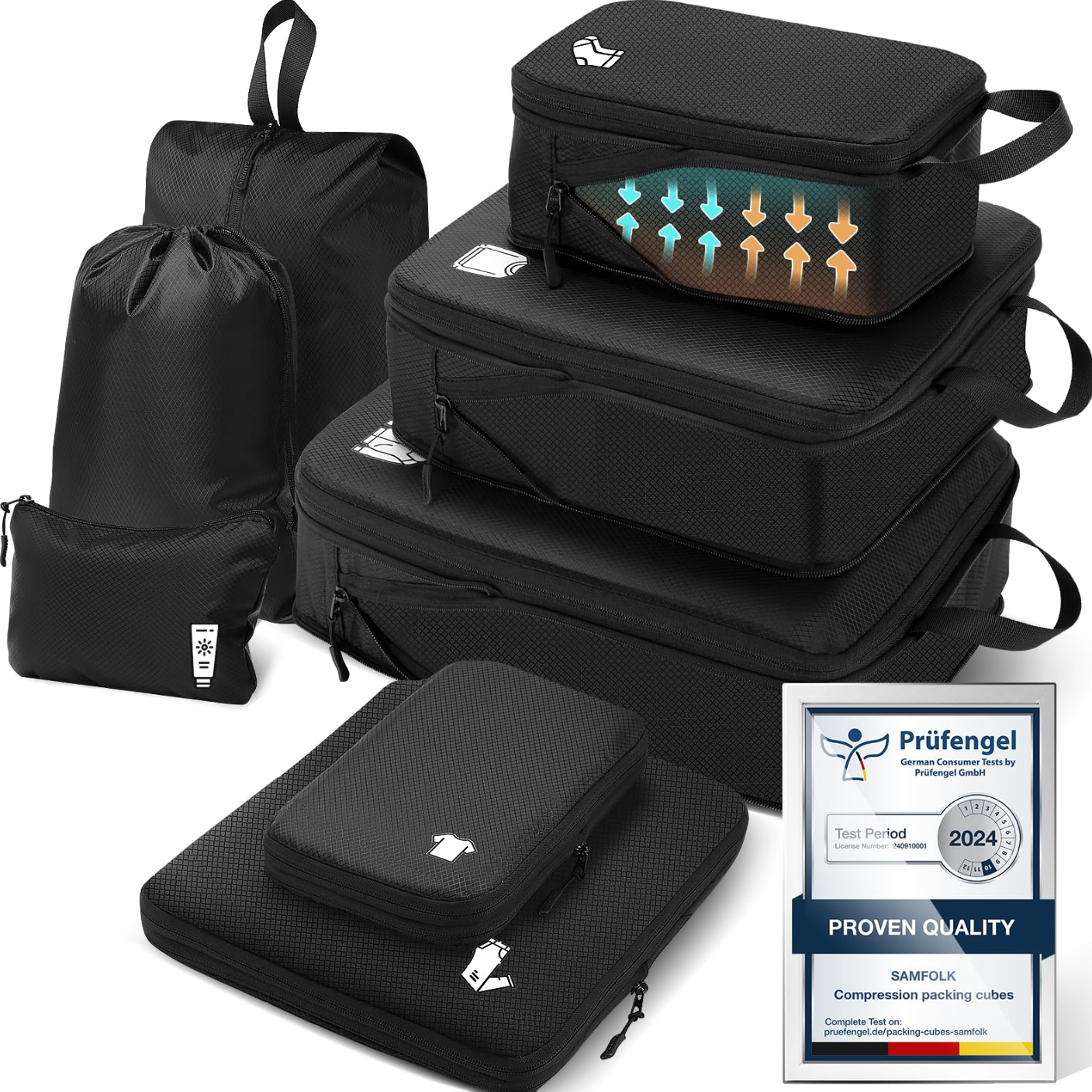 Compression Packing Cubes for Suitcases – Waterproof Travel Organiser Bags