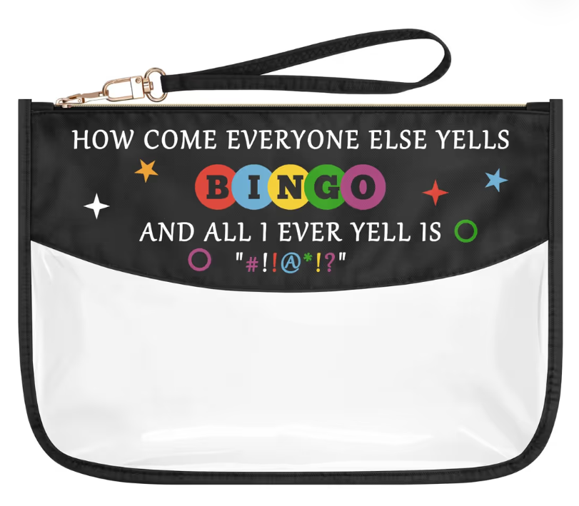 Funny Bingo Cosmetic Bag Humorous Gift for Women – Clear