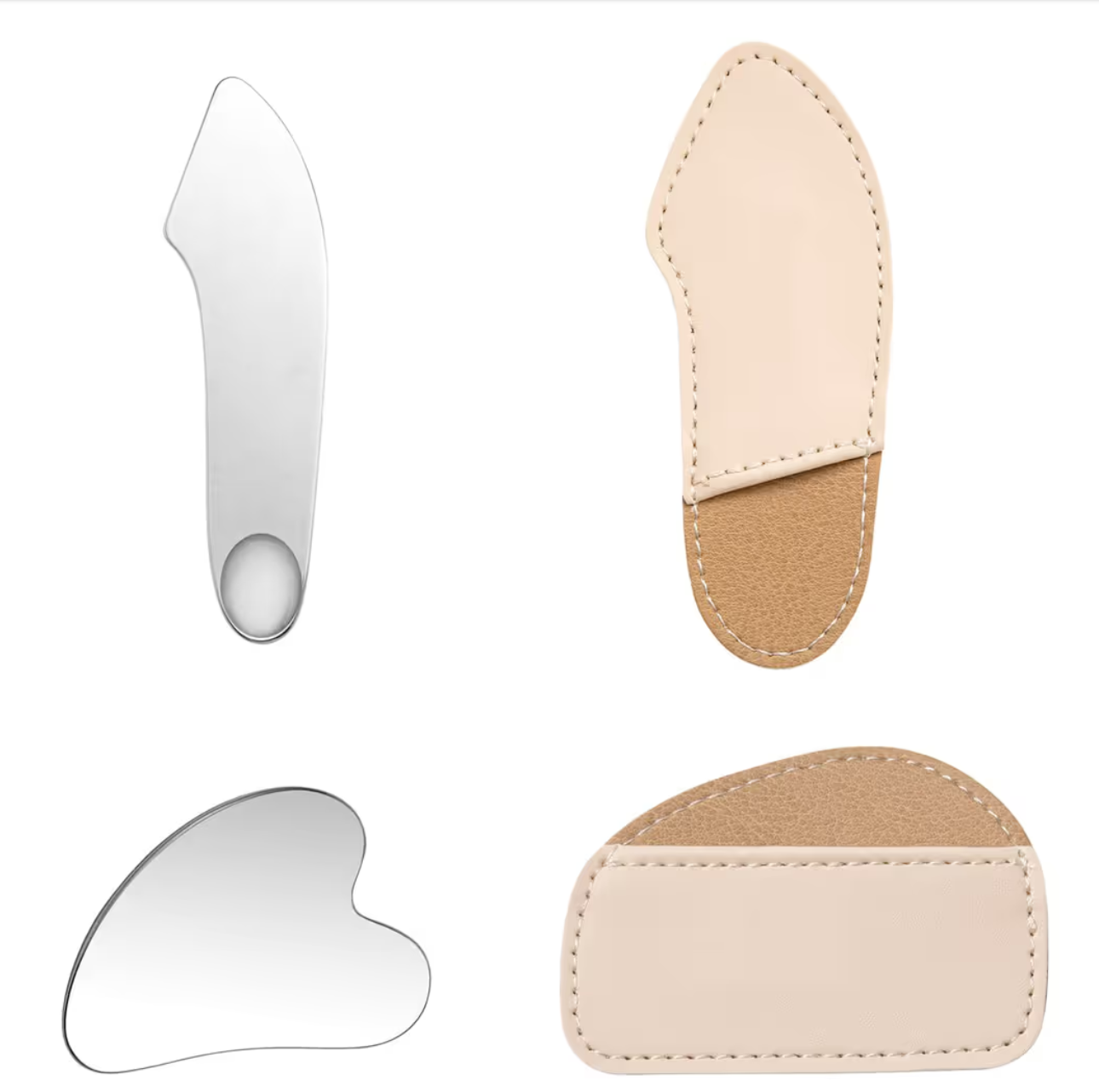 2PCS Gua Sha Scraping Massage Stone Tool – Stainless Steel Facial Massager