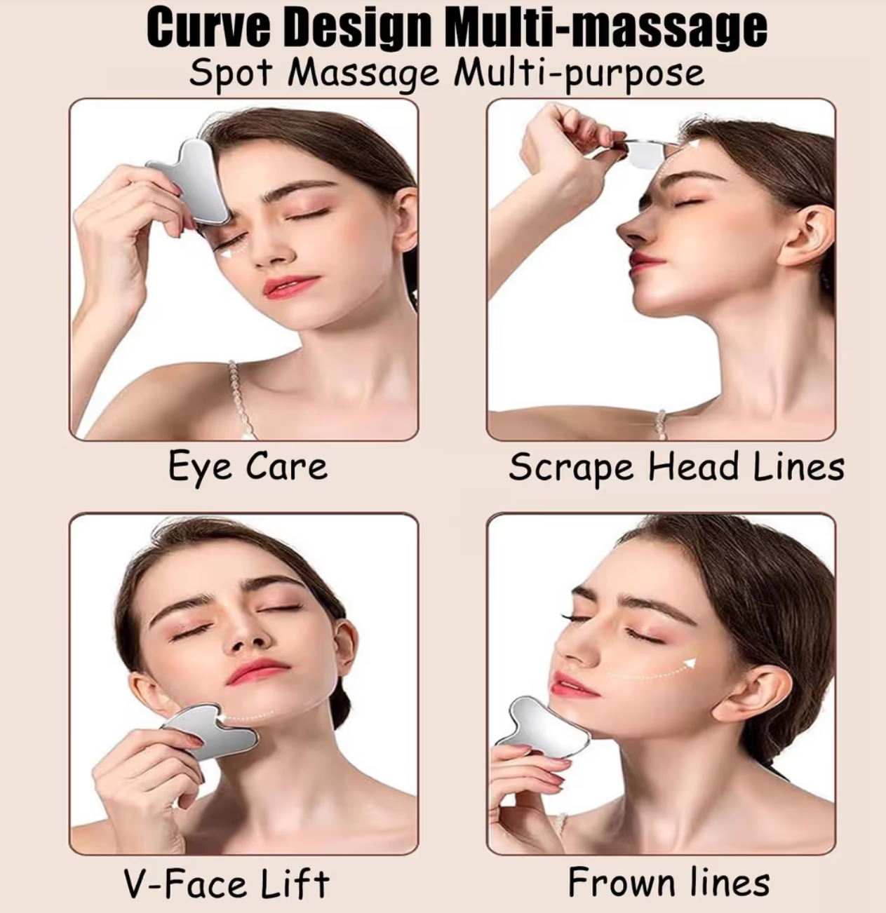 2PCS Gua Sha Scraping Massage Stone Tool – Stainless Steel Facial Massager
