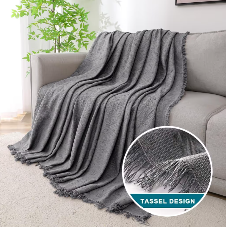 Washable 3 Seater Sofa Cover Cotton Throw Blanket Furniture Protector – Sand 180x300cm