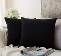 MIULEE Velvet Cushion Covers Pack of 2 – Black 26x26in