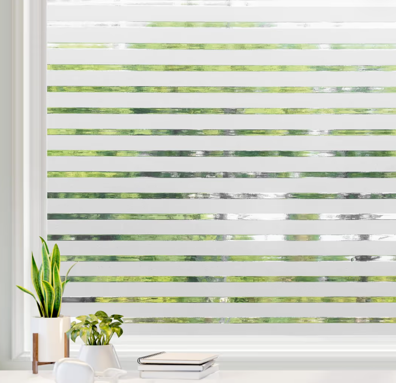 rabbitgoo Privacy Window Film Self-Adhesive Frosted Stripes – 90 x 200 cm
