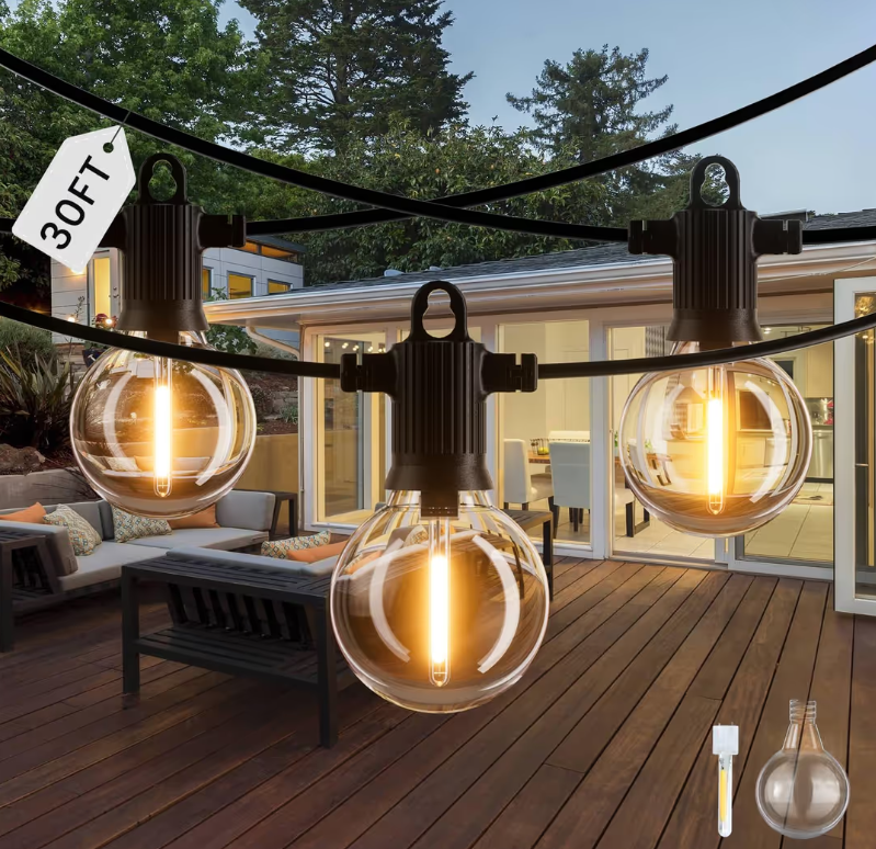 ZOTOYI IP65 Garden String Lights 30FT with 10+1 G40 LED Bulbs – Outdoor