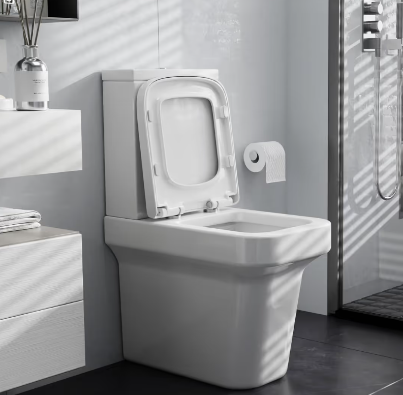 LOORMEI Soft Close Toilet Seat Square Heavy Duty Top Fixing – White