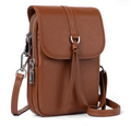 Small Crossbody Bag Genuine Leather RFID Blocking Cell Phone Holder – Brown