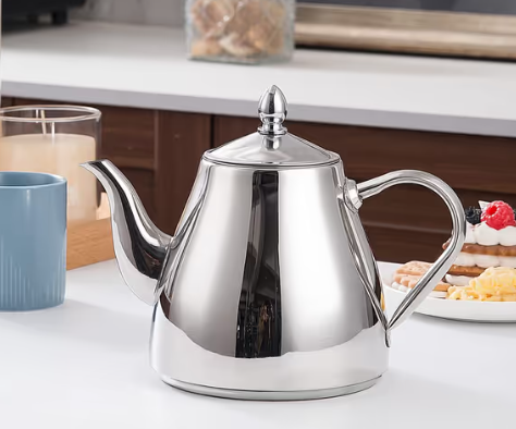 Stainless Steel Teapot with Infuser 70oz (2.0L) – Silver, 6-8 Cups