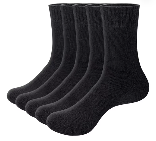 OUYJIA Men's Thermal Wool Socks 5 Pairs Thick Warm Padded Winter – Black UK 7-10