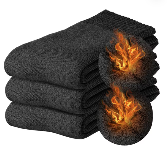 OUYJIA Men's Thermal Wool Socks 5 Pairs Thick Warm Padded Winter – Black UK 7-10