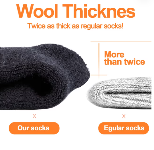 OUYJIA Men's Thermal Wool Socks 5 Pairs Thick Warm Padded Winter – Black UK 7-10