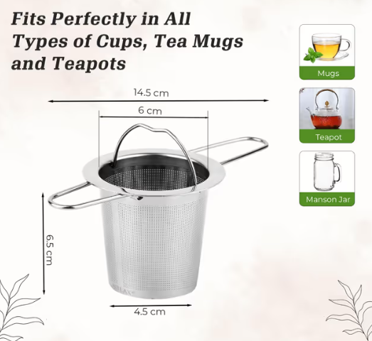 304 Stainless Steel Tea Infuser with Folding Handles – Dishwasher Safe