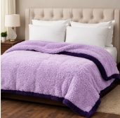 Reversible King Size Sherpa Fleece Blanket Thick Warm Soft Plush – Deep Purple/Lilac