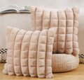 Set of 2 Faux Wool Cushion Covers Decorative Throw Pillow Cases – Camel 18x18 inch
