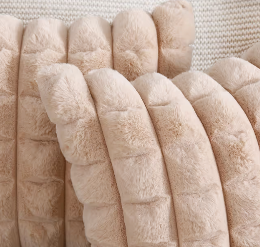 Set of 2 Faux Wool Cushion Covers Decorative Throw Pillow Cases – Camel 18x18 inch