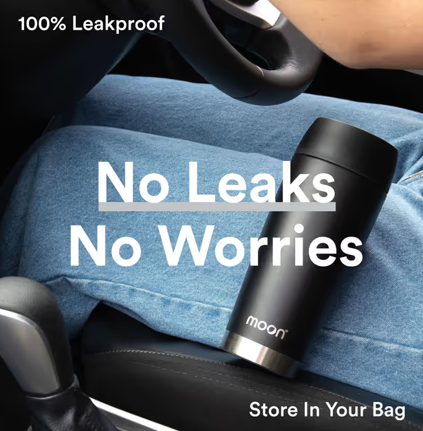 360° Travel Mug Leakproof Reusable Coffee Cup Insulated Stainless Steel – Black 300ml