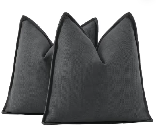 Madizz Textured Chenille Cushion Covers Set of 2 Soft Decorative Pillowcases – Dark Grey 26x26in