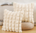 Faux Wool Cushion Covers Pack of 2 Decorative Throw Pillows – Beige 65x65 cm