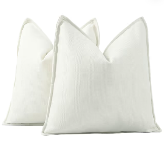 Madizz Textured Chenille Cushion Covers Set of 2 Super Soft Decorative Throw Pillow Covers Boho Pillowcases Modern Home Decor for Sofa Bedroom 24x24 inch, 60x60 cm, White
