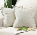 Chenille Cushion Covers Set of 2 Decorative Soft Throw Pillow Cases – 60x60 cm Cream White