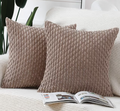 Boho Corduroy Cushion Covers Pack of 2 Decorative Throw Pillows – Brown 45x45 cm