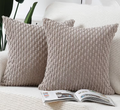 Madizz Pack of 2 Boho Corduroy Cushion Covers Soft Decorative Pillowcases – Taupe 24x24 inch