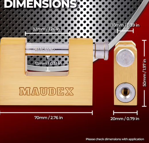 Maudex Heavy Duty Brass Padlock Anti-Drill Anti-Pick Security Lock – Outdoor